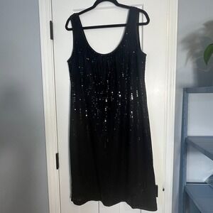 New York & Company Dress Womens 16 Sleeveless Black Sequin Lined NEW YEARS EVE